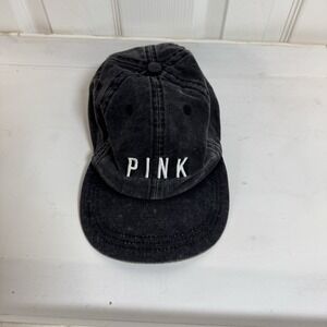 Victoria Secret PINK Baseball Ball Cap Adjustable Black Faded Hat Strapback